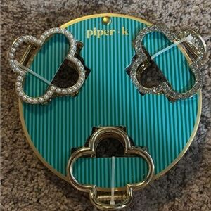 Piper K Gold and Green Hair Clip Set